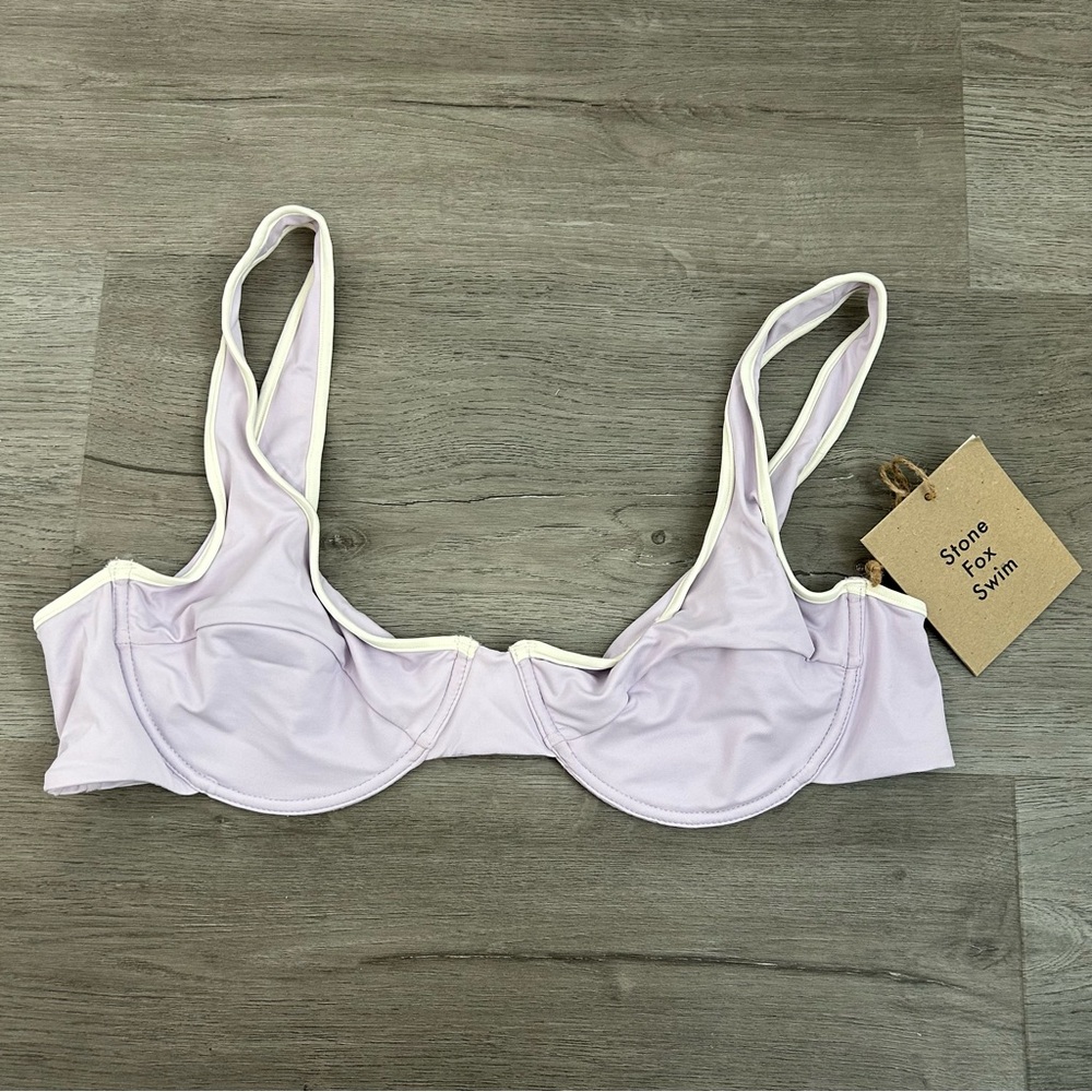 Nwt stone fox‎ swim orchard petal color block cloud bikini top purple xl womens
